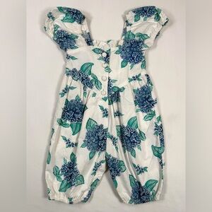 PLUM PUDDING VINTAGE Baby‎ Girls' 80s Floral Hydrangeas Puff Sleeve Romper 12M